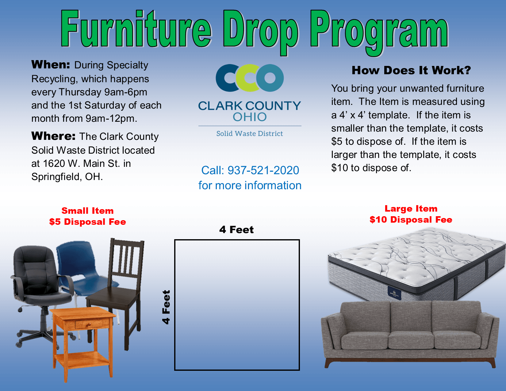furniture drop on specialty recycling day